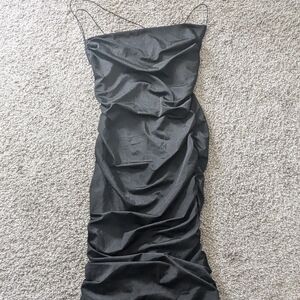 Black Slinky Ruched Dress